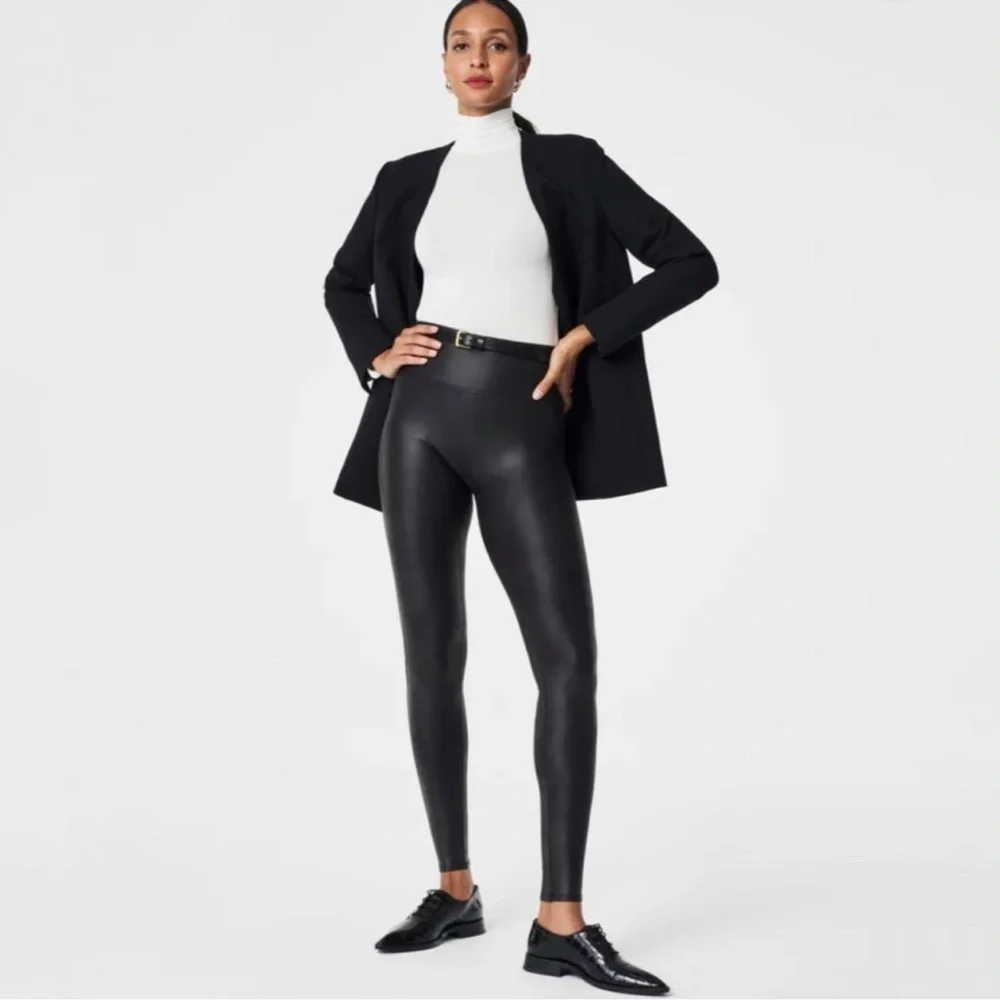 Spanx Faux Leather Ready to Wow Black Leggings 1X